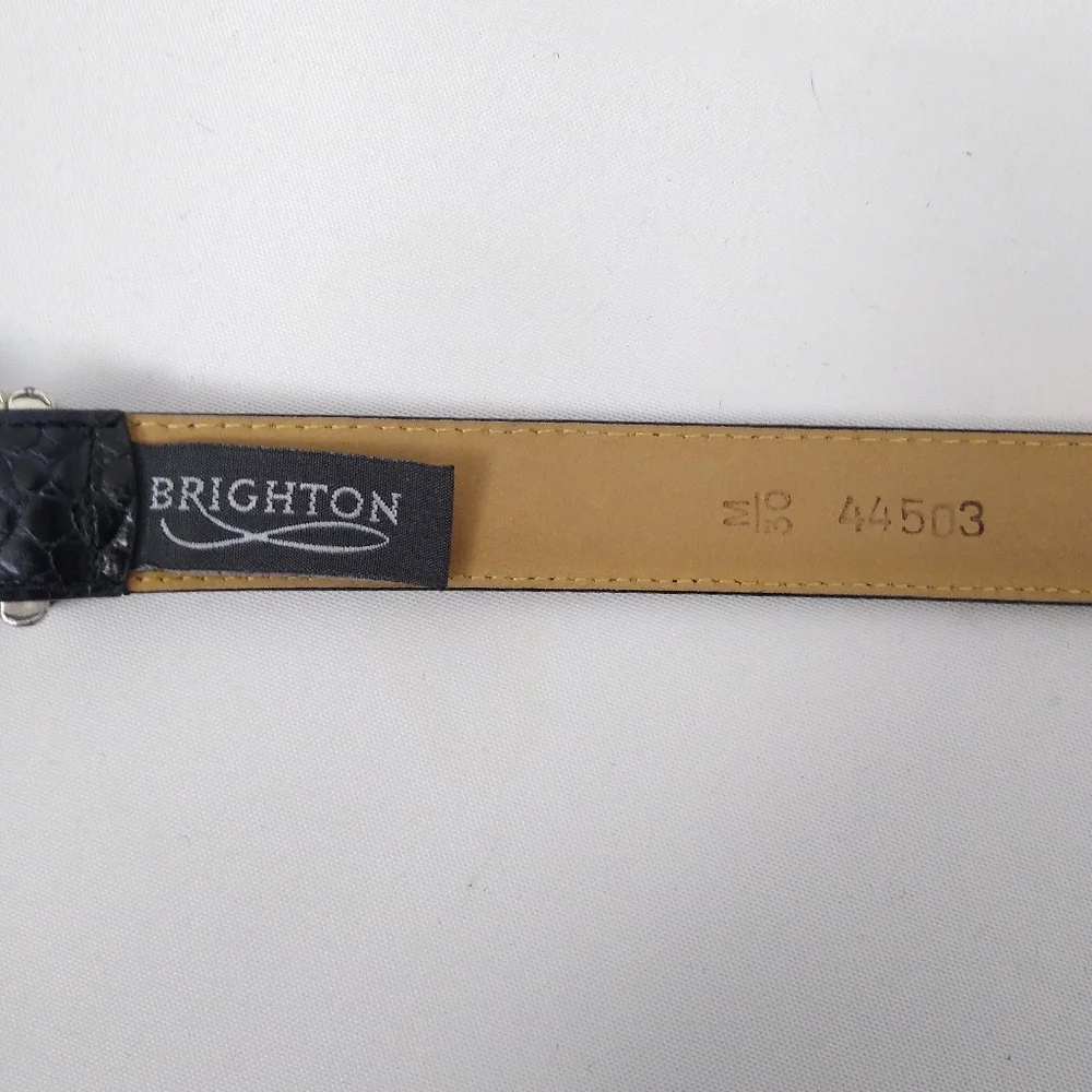 Vintage 90s Y2K Brighton Black Leather Western Style Belt M - Picture 5 of 7